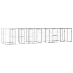 vidaXL Perrera de exterior de acero galvanizado 19,36 m²
