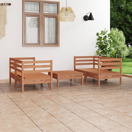 vidaXL Juego muebles de jardín 5 pzas madera maciza pino marrón miel