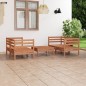 vidaXL Juego muebles de jardín 5 pzas madera maciza pino marrón miel vidaXL Juego muebles de jardín 5 pzas madera maciza pino marrón miel