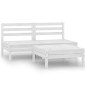 vidaXL Juego de muebles de jardín 3 piezas madera maciza pino blanco vidaXL Juego de muebles de jardín 3 piezas madera maciza pino blanco