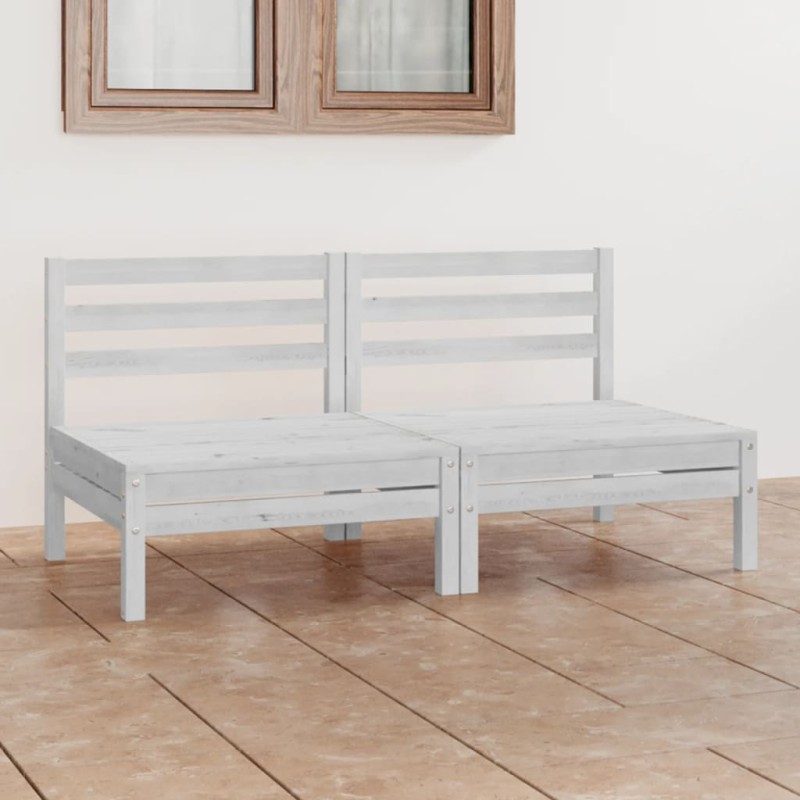 vidaXL Sofá de jardín 2 plazas blanco madera maciza pino vidaXL Sofá de jardín 2 plazas blanco madera maciza pino