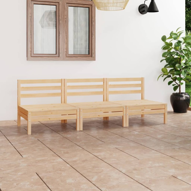 vidaXL Juego de muebles de jardín 3 piezas madera maciza de pino vidaXL Juego de muebles de jardín 3 piezas madera maciza de pino