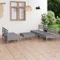 vidaXL Juego de muebles de jardín 6 piezas madera maciza de pino gris