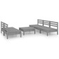 vidaXL Juego de muebles de jardín 6 piezas madera maciza de pino gris