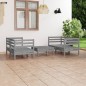 vidaXL Juego de muebles de jardín 5 piezas madera maciza de pino gris vidaXL Juego de muebles de jardín 5 piezas madera maciza de pino gris