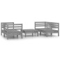 vidaXL Juego de muebles de jardín 5 piezas madera maciza de pino gris vidaXL Juego de muebles de jardín 5 piezas madera maciza de pino gris