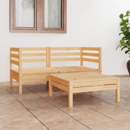 vidaXL Juego de muebles de jardín 3 piezas madera maciza de pino