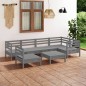 vidaXL Juego de muebles de jardín 7 piezas madera de pino maciza gris vidaXL Juego de muebles de jardín 7 piezas madera de pino maciza gris