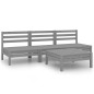 vidaXL Juego de muebles de jardín 4 piezas madera maciza de pino gris vidaXL Juego de muebles de jardín 4 piezas madera maciza de pino gris