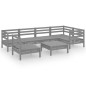 vidaXL Juego de muebles de jardín 7 piezas madera de pino maciza gris vidaXL Juego de muebles de jardín 7 piezas madera de pino maciza gris