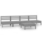 vidaXL Juego de muebles de jardín 5 piezas madera maciza de pino gris