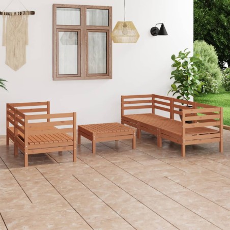 vidaXL Juego muebles de jardín 6 pzas madera maciza pino marrón miel
