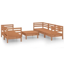 vidaXL Juego muebles de jardín 6 pzas madera maciza pino marrón miel