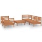 vidaXL Juego muebles de jardín 6 pzas madera maciza pino marrón miel vidaXL Juego muebles de jardín 6 pzas madera maciza pino marrón miel