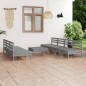 vidaXL Juego de muebles de jardín 8 piezas madera maciza de pino gris vidaXL Juego de muebles de jardín 8 piezas madera maciza de pino gris