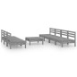vidaXL Juego de muebles de jardín 8 piezas madera maciza de pino gris vidaXL Juego de muebles de jardín 8 piezas madera maciza de pino gris