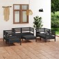 vidaXL Juego de muebles de jardín 7 pzas madera de pino maciza negro