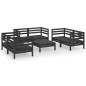 vidaXL Juego de muebles de jardín 7 pzas madera de pino maciza negro