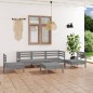 vidaXL Juego de muebles de jardín 6 piezas gris madera maciza de pino vidaXL Juego de muebles de jardín 6 piezas gris madera maciza de pino