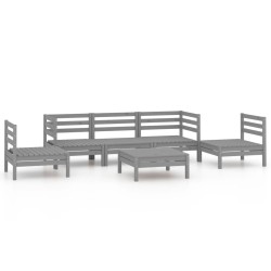 vidaXL Juego de muebles de jardín 6 piezas gris madera maciza de pino