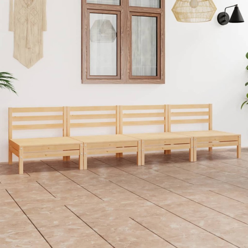 vidaXL Juego de muebles de jardín 4 piezas madera maciza de pino vidaXL Juego de muebles de jardín 4 piezas madera maciza de pino