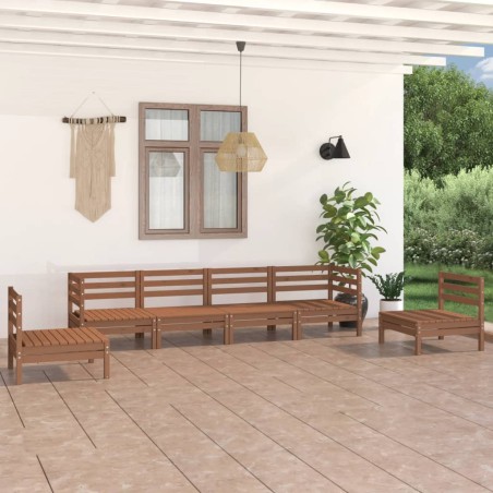 vidaXL Juego muebles de jardín 6 pzas madera maciza pino marrón miel