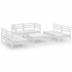 vidaXL Juego de muebles de jardín 7 piezas madera maciza pino blanco