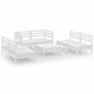 vidaXL Juego de muebles de jardín 7 piezas madera maciza pino blanco vidaXL Juego de muebles de jardín 7 piezas madera maciza pino blanco