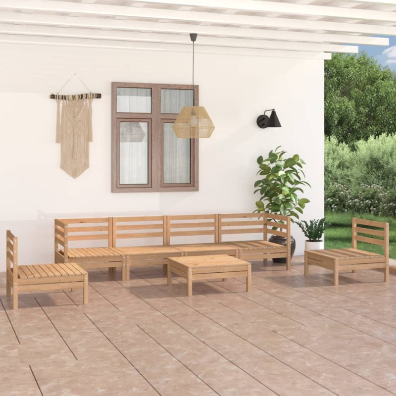 vidaXL Juego de muebles de jardín 7 piezas madera maciza de pino vidaXL Juego de muebles de jardín 7 piezas madera maciza de pino