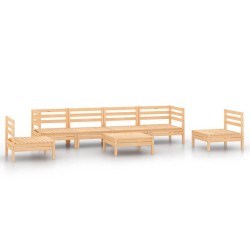 vidaXL Juego de muebles de jardín 7 piezas madera maciza de pino