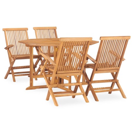 vidaXL Set de comedor de jardín plegable 5 pzas madera maciza de teca