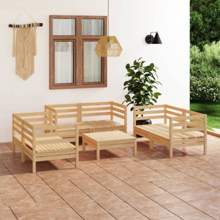 vidaXL Juego de muebles de jardín 7 piezas madera maciza de pino