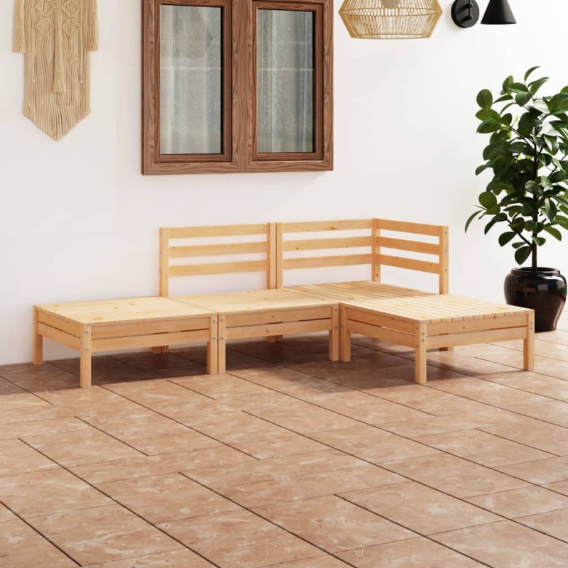vidaXL Juego de muebles de jardín 4 piezas madera maciza de pino vidaXL Juego de muebles de jardín 4 piezas madera maciza de pino