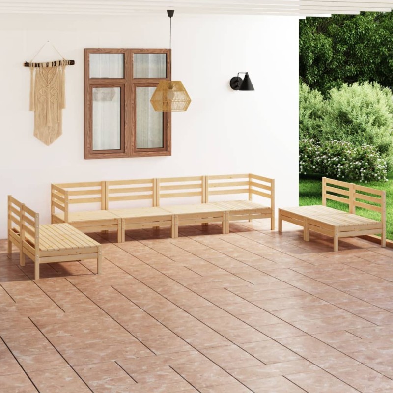 vidaXL Juego de muebles de jardín 8 piezas madera maciza de pino vidaXL Juego de muebles de jardín 8 piezas madera maciza de pino