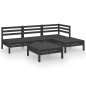 vidaXL Juego de muebles de jardín 5 pzas madera de pino maciza negro vidaXL Juego de muebles de jardín 5 pzas madera de pino maciza negro