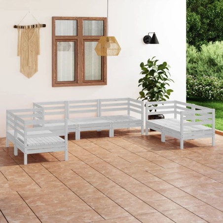 vidaXL Juego de muebles de jardín 7 piezas madera maciza pino blanco