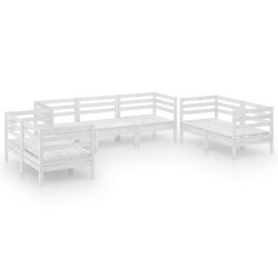 vidaXL Juego de muebles de jardín 7 piezas madera maciza pino blanco