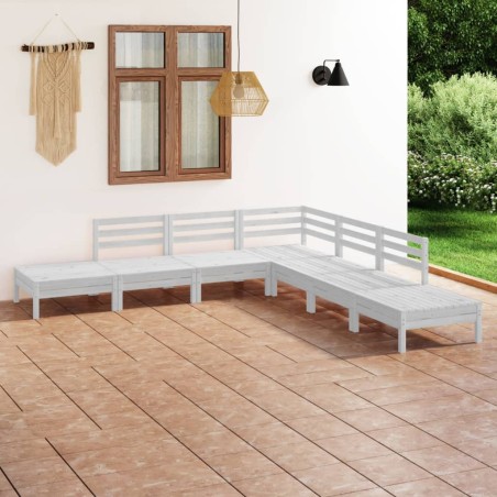 vidaXL Juego de muebles de jardín 7 piezas madera maciza pino blanco