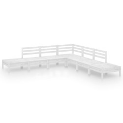 vidaXL Juego de muebles de jardín 7 piezas madera maciza pino blanco