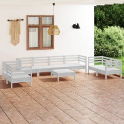 vidaXL Juego de muebles de jardín 9 piezas madera maciza pino blanco