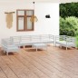vidaXL Juego de muebles de jardín 9 piezas madera maciza pino blanco vidaXL Juego de muebles de jardín 9 piezas madera maciza pino blanco