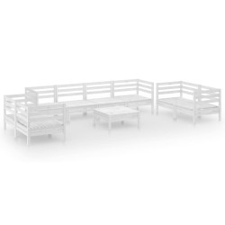 vidaXL Juego de muebles de jardín 9 piezas madera maciza pino blanco