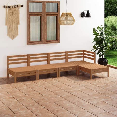 vidaXL Juego muebles de jardín 5 pzas madera maciza pino marrón miel
