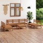 vidaXL Juego muebles de jardín 8 pzas madera maciza pino marrón miel vidaXL Juego muebles de jardín 8 pzas madera maciza pino marrón miel
