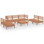 vidaXL Juego muebles de jardín 8 pzas madera maciza pino marrón miel vidaXL Juego muebles de jardín 8 pzas madera maciza pino marrón miel