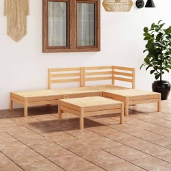 vidaXL Juego de muebles de jardín 5 piezas madera maciza pino