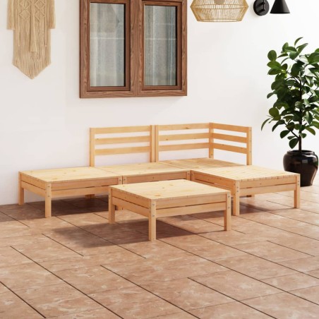 vidaXL Juego de muebles de jardín 5 piezas madera maciza pino