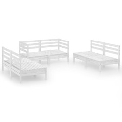 vidaXL Juego de muebles de jardín 6 piezas madera maciza pino blanco