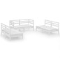 vidaXL Juego de muebles de jardín 6 piezas madera maciza pino blanco