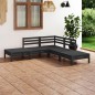 vidaXL Juego de muebles de jardín 5 pzas madera de pino maciza negro vidaXL Juego de muebles de jardín 5 pzas madera de pino maciza negro